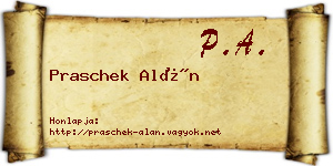 Praschek Alán névjegykártya